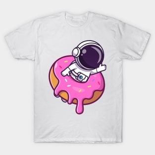 Cute astronaut in a huge donut T-Shirt